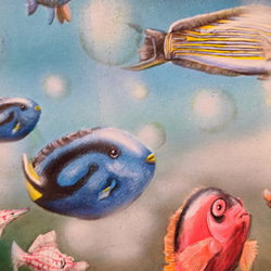 原画　アクリルアート　熱帯の魚たち　F6サイズ 6枚目の画像