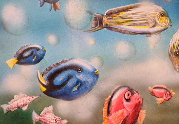 原画　アクリルアート　熱帯の魚たち　F6サイズ 6枚目の画像