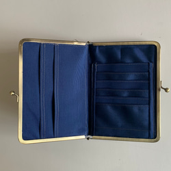 青いジャガード織お薬手帳とマルチケースカードケース　ハンドメイド 5枚目の画像
