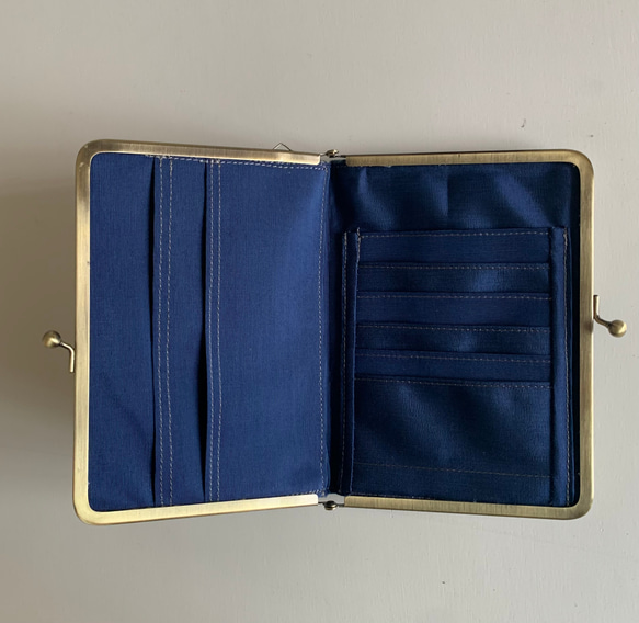 青いジャガード織お薬手帳とマルチケースカードケース　ハンドメイド 5枚目の画像