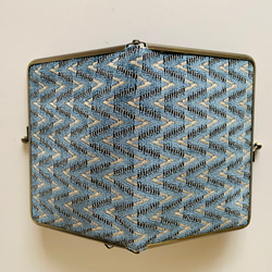 青いジャガード織お薬手帳とマルチケースカードケース　ハンドメイド 3枚目の画像