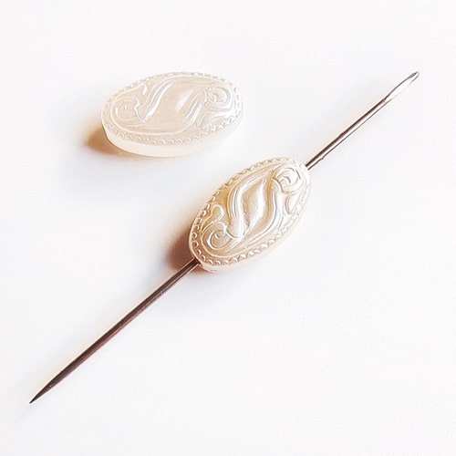20個/15x 8x5mm】 ホワイト 模様あり 楕円形 ビーズ/k楕円形 ビーズ
