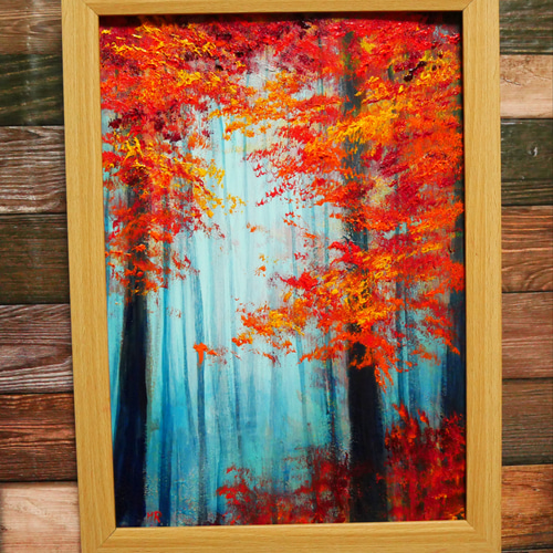 油絵 油彩 油彩画 絵 絵画 ミニ絵画【紅葉】 油絵 油彩 油彩画 絵 絵画 【紅葉の秋】 | HIROSHI1990