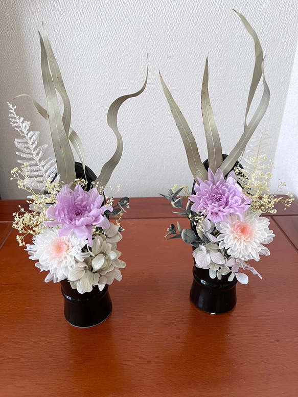 仏花　一対　プリザーブドフラワー　3種類菊　お仏壇お供え