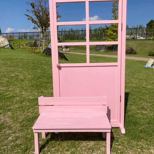木製ドア【ピンクのドア 110㎝サイズ】 木製雑貨 ガーデニング