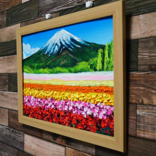 油絵 絵画 お花畑と富士山【A4】 油絵 絵画 お花畑と富士山【A4】 絵画 HR 通販 16636583