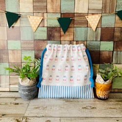 【3532】　巾着　給食袋　お弁当袋　コップ入れ　2枚　オックス生地 3532】巾着給食袋お弁当袋コップ入れ2枚オックス生地