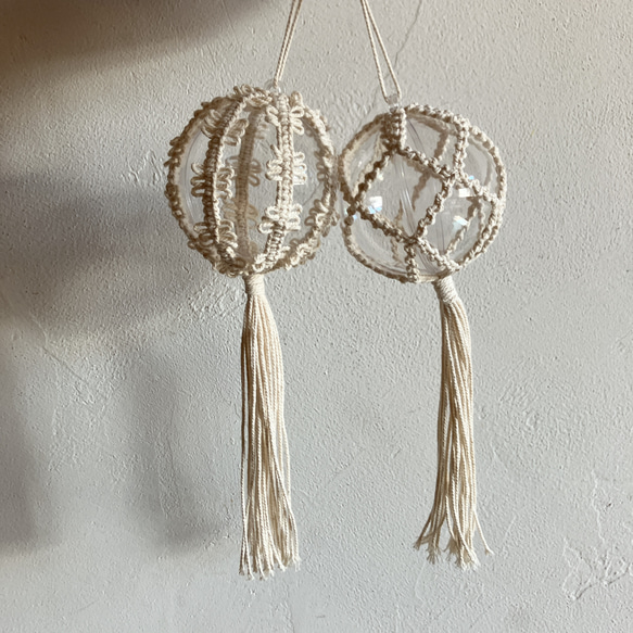 ◯ 6cm 全6種◯ クリアボールオーナメント　オーナメント マクラメ 4枚目の画像