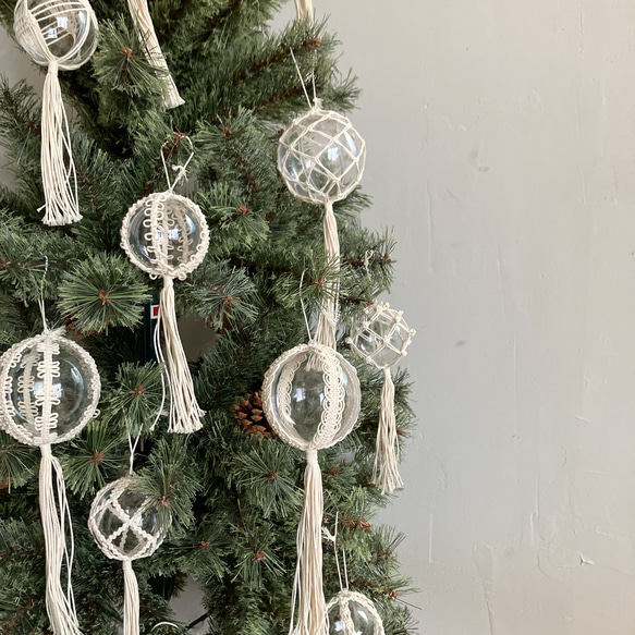 ◯ 6cm 全6種◯ クリアボールオーナメント　オーナメント マクラメ 8枚目の画像