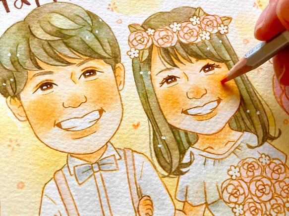 送料無料！ウェルカムボード♡ふんわりかわいい似顔絵　/結婚式 ウェルカムスペース 結婚記念日 両親贈呈品 ウェディング 4枚目の画像