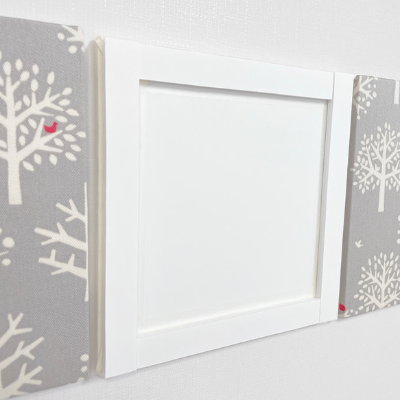 【送料無料】ファブリックパネル　サンタ刺繍&北欧の森グレー　20×20cm 3枚セット 9枚目の画像
