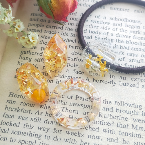 福袋SALE 〜金木犀のアクセサリ3点セット〜 キンモクセイ バングル  