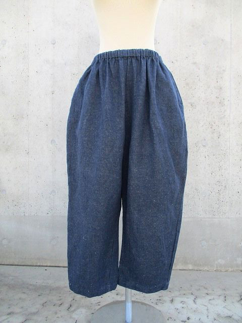 シルクリネン　デニムネップサルエルパンツ　両サイド脇ポケット　オールシーズン可　1点物