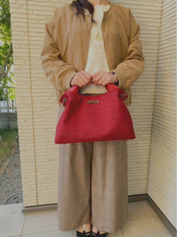 新色日本製　どこのお店でも出逢えない‼️型くずれしにくい加工とはっ水効果のある生地スイジン仕様のトートバッグ秋冬カラー 11枚目の画像