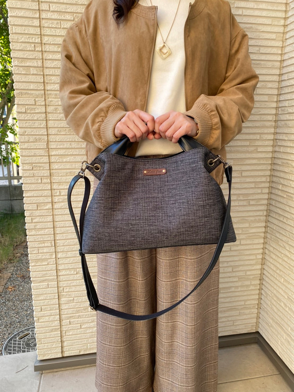 新色日本製　どこのお店でも出逢えない‼️型くずれしにくい加工とはっ水効果のある生地スイジン仕様のトートバッグ秋冬カラー 12枚目の画像