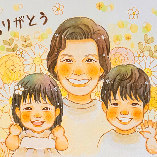 家族の絆・愛・笑顔のアート作品、ポエム、 ギフト、還暦、古希、お祝い nigaoe-art_000002