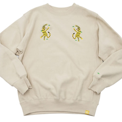 ジャンプする虎」刺繍 トレーナー 裏起毛 スウェット・トレーナー