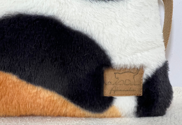 〈マチなし〉三毛猫　ボアサコッシュ　ショルダーバック akaneko  ファー　ハンドメイド　アニマルボア　猫バッグ 8枚目の画像