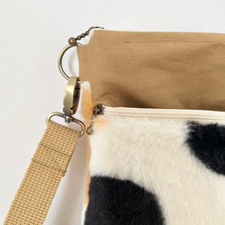 〈マチなし〉三毛猫　ボアサコッシュ　ショルダーバック akaneko  ファー　ハンドメイド　アニマルボア　猫バッグ 4枚目の画像