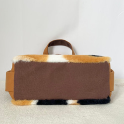 【Sサイズ】三毛猫　ボアバッグ　8号倉敷帆布使用　手提げバッグ　サイドポケット付き　akaneko アニマルボア　 5枚目の画像