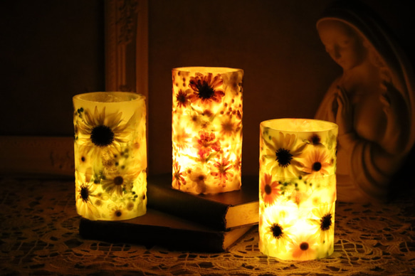 【Spring !! SALE !!】火を使わない お花いっぱいのボタニカルキャンドルランタン 5枚目の画像