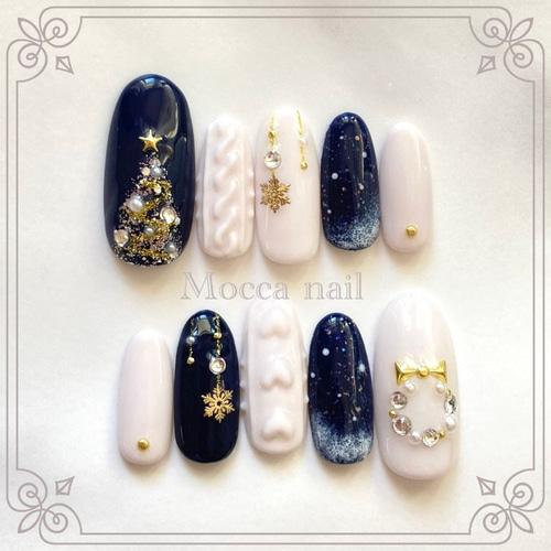 冬限定】立体ニットネイル｜ネイルチップクリスマス マグネットネイル