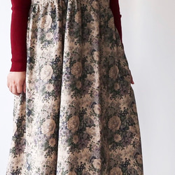 再販開始//野ばら**アンティーク花束*Blue　*ギャザーポケット　前後２way着回し　エプロンワンピース　 3枚目の画像