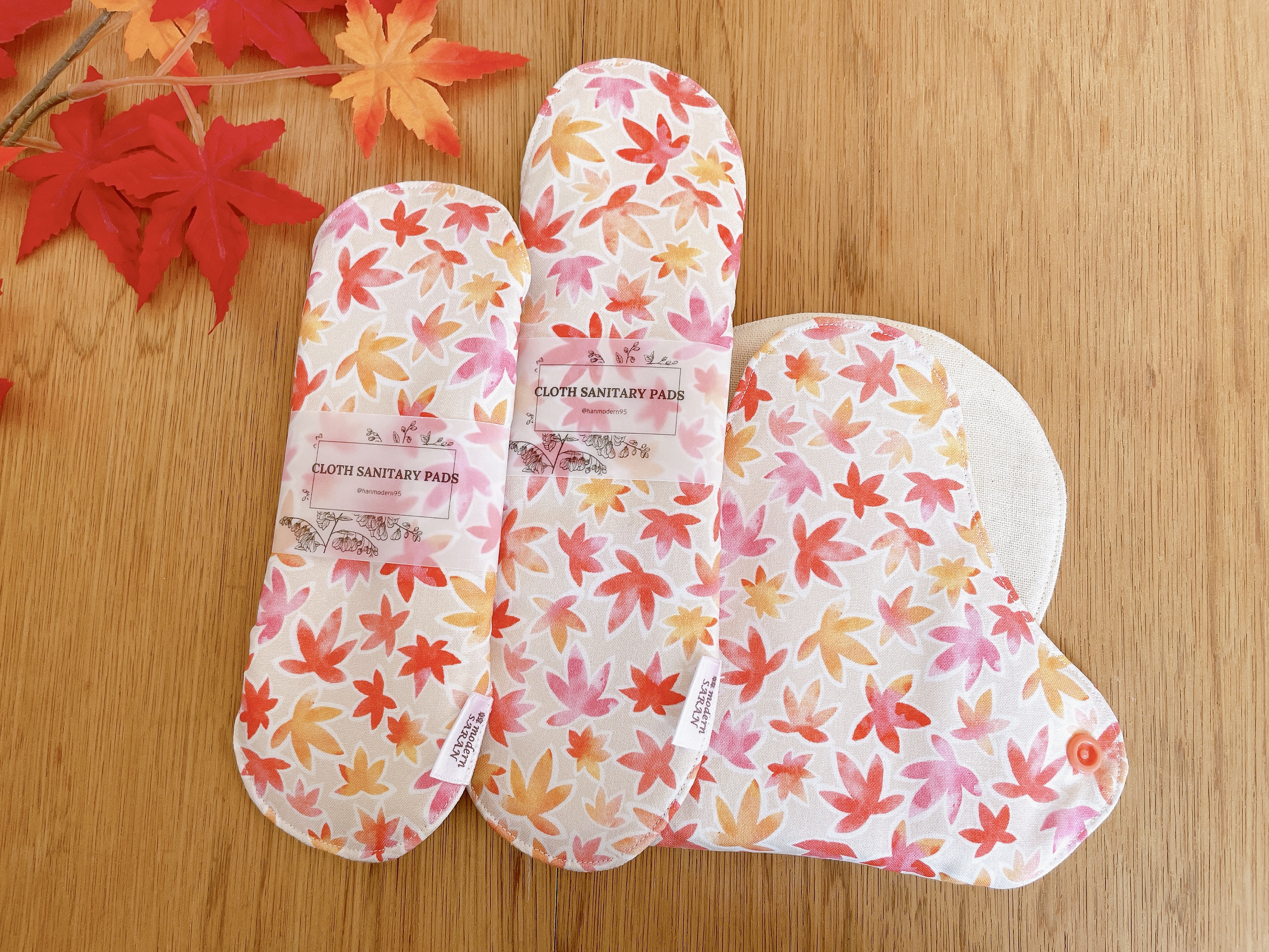 4枚セット 布ナプキン ふんどしショーツ S,M,Lサイズ オーガニックコットン 韓国生地 もみじ 温活 妊活 生理用