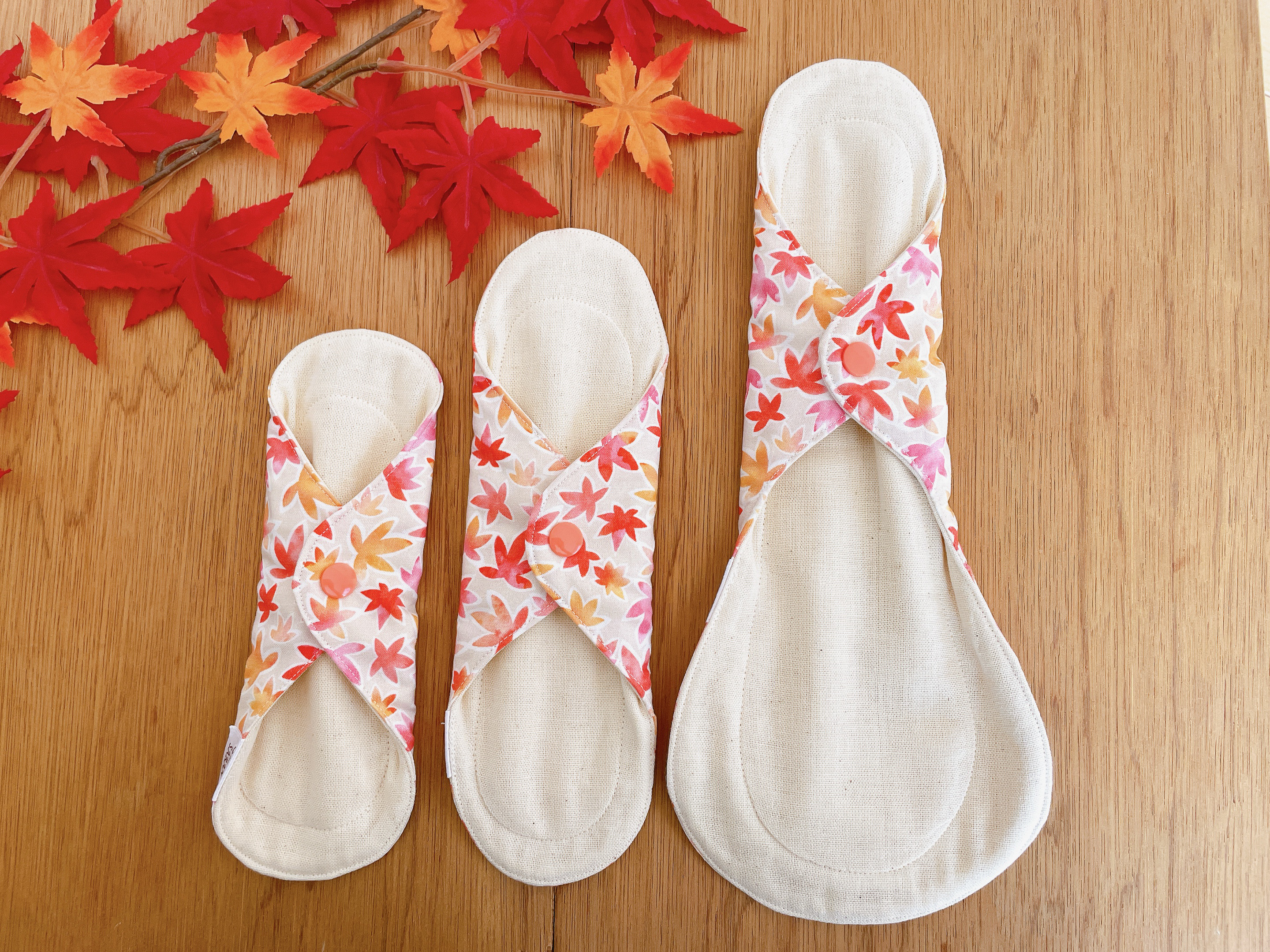 4枚セット 布ナプキン ふんどしショーツ S,M,Lサイズ オーガニックコットン 韓国生地 もみじ 温活 妊活 生理用