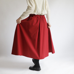 ⁑春支度／最終ＳＡＬＥ　７８cmすっきり見せ前後ウエスト内タック入ギャザースカート上質ベビーキャンバス コットンF23C 1枚目の画像