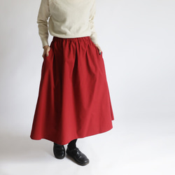 ⁑春支度／最終ＳＡＬＥ　７８cmすっきり見せ前後ウエスト内タック入ギャザースカート上質ベビーキャンバス コットンF23C 2枚目の画像