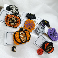 ハロウィン蜘蛛の巣☆ビーズ刺繍ブローチ 12枚目の画像