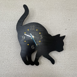 壁掛け時計＊猫＊ねこ＊黒猫＊インテリア＊高さ約25㎝ 掛け時計