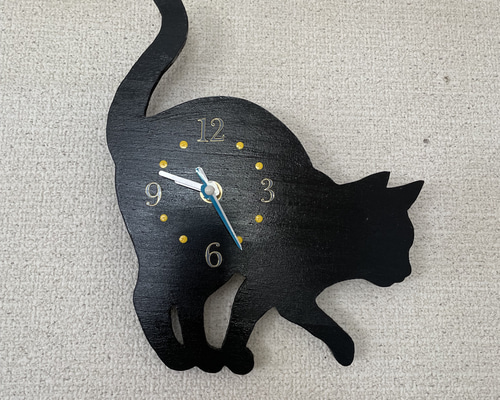 【高価値】 新品 定価8200円 ねばき インテリア 掛け時計 振り子時計 黒猫 インテリア時計