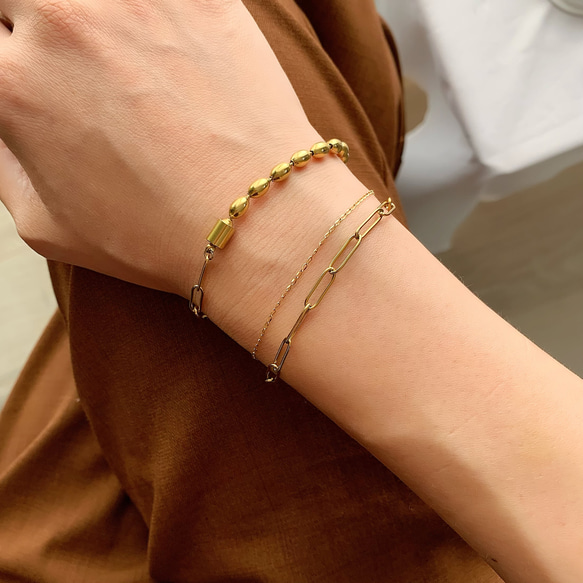 つけっぱなしOK】2色展開☆*ライスボールチェーンブレスレット