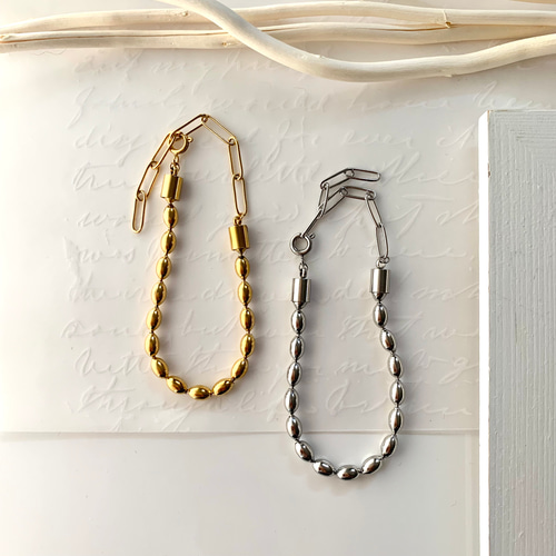 つけっぱなしOK】2色展開☆*ライスボールチェーンブレスレット