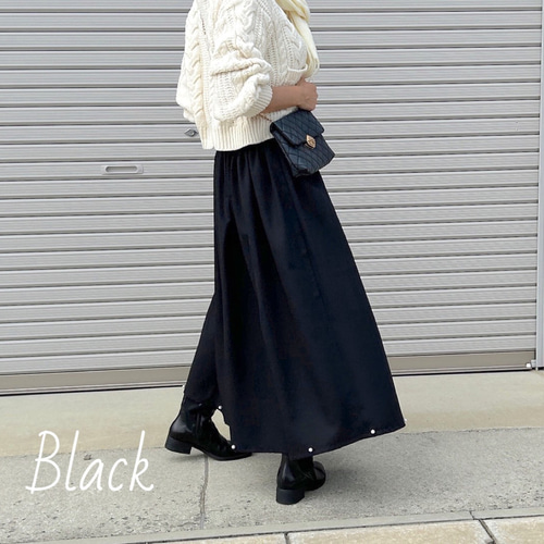 オールシーズン履ける♪シワにならない♪ブラックスカート ロング