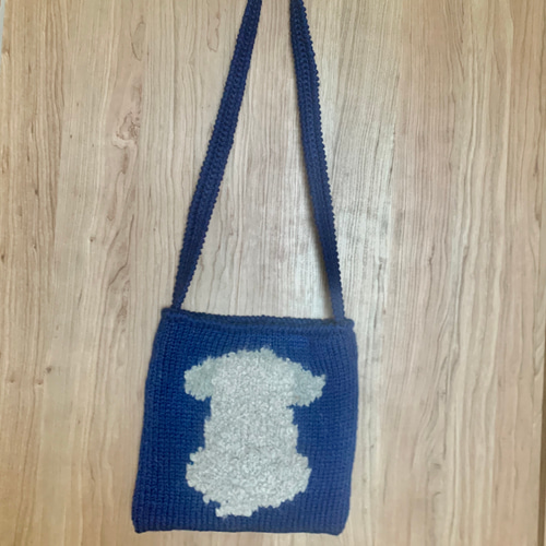 わんこお散歩ポシェット 手編み 犬イラスト オーダーメイド 名前入り