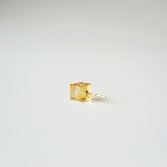 K10YG天然石耳環【黃水晶】 第4張的照片