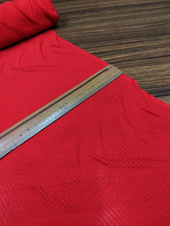 シルク生地　格子シフォン/赤　10匁　幅110cm×570cm　/C397 5枚目の画像