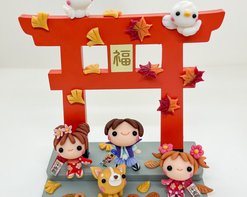 4000円☆残りわずか☆七五三 お祝い お参り 鳥居 柴犬 ミニチュア 樹脂