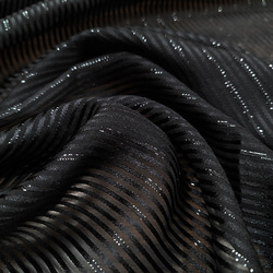 シルク・ナイロンラメ　光沢ナイロンストライプ/黒　9匁　幅108cm　/C404 1枚目の画像
