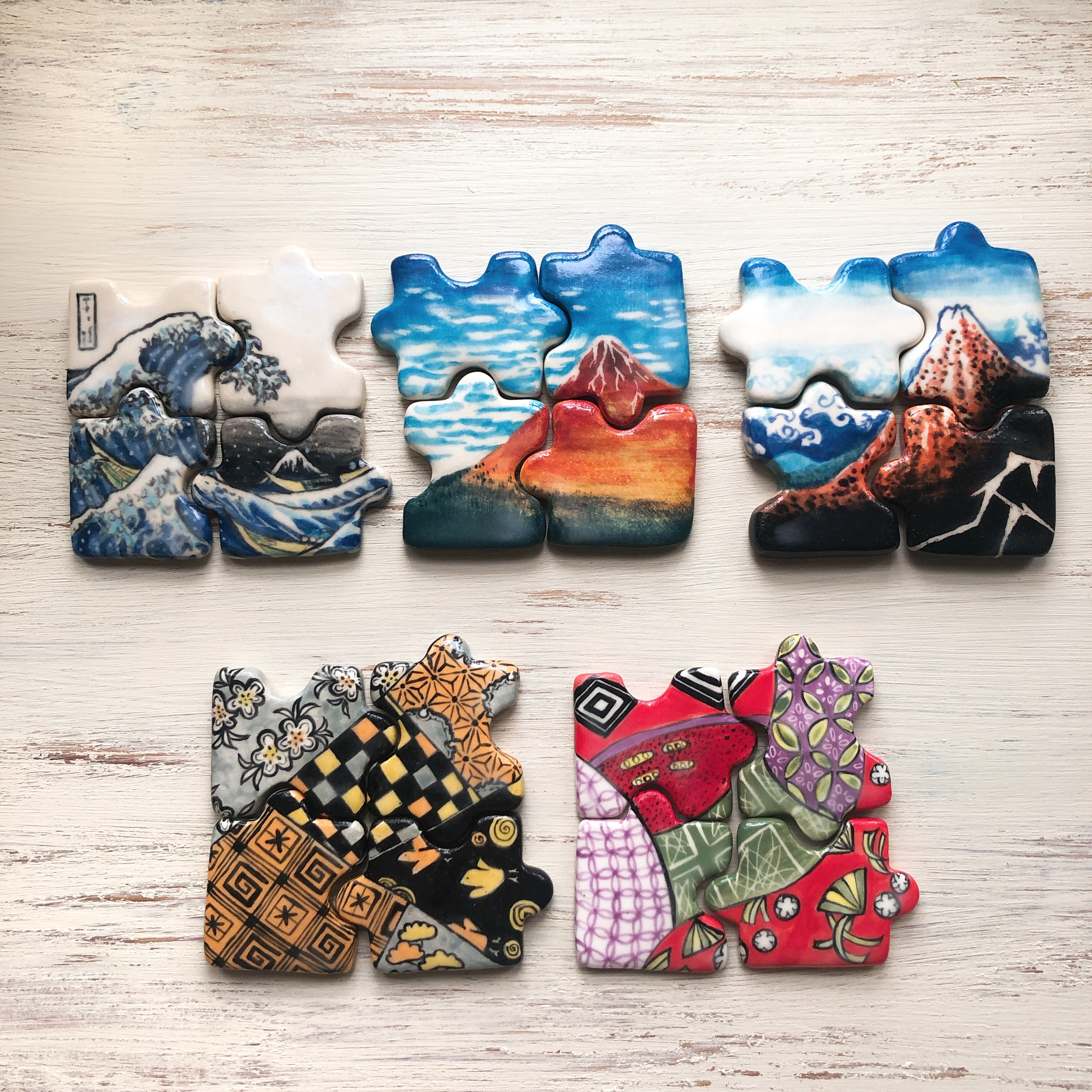 パズル箸置き -冨嶽三十六景 山下白雨- 【4個セット】浮世絵｜詳細画像