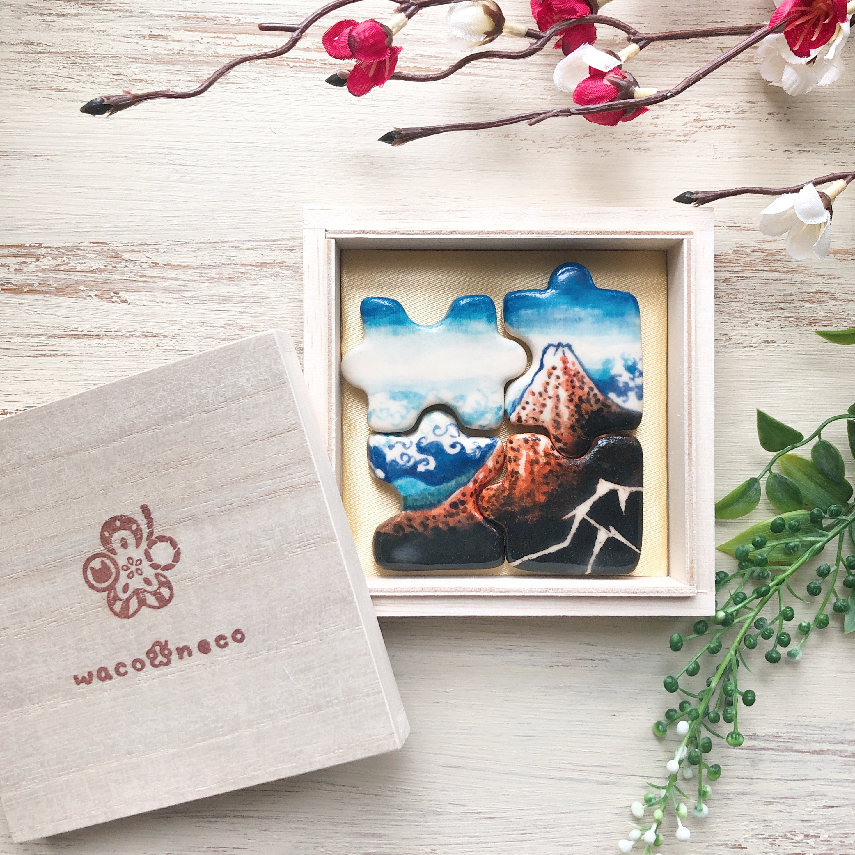 パズル箸置き -冨嶽三十六景 山下白雨- 【4個セット】浮世絵