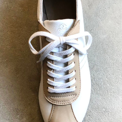 【基本色】經典設計，高品質真皮！ EMA 運動鞋/米色 x 白色 第7張的照片