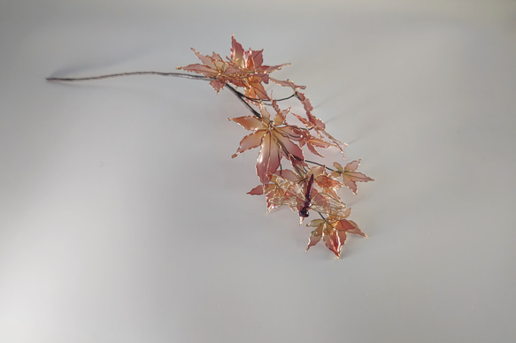 紅葉と赤とんぼ（ver.1)　アメリカンフラワー/ディップアート 6枚目の画像