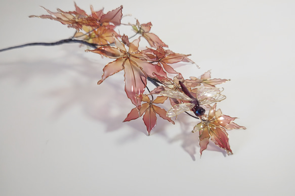 紅葉と赤とんぼ（ver.1)　アメリカンフラワー/ディップアート 8枚目の画像