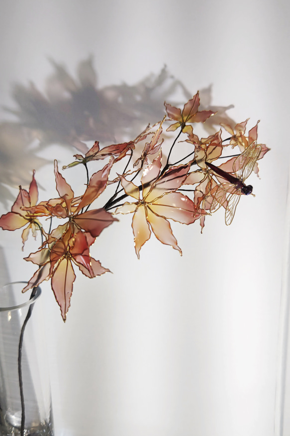 紅葉と赤とんぼ（ver.1)　アメリカンフラワー/ディップアート 13枚目の画像