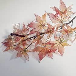 紅葉と赤とんぼ（ver.1)　アメリカンフラワー/ディップアート 2枚目の画像