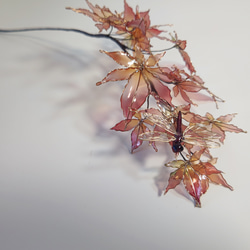 紅葉と赤とんぼ（ver.1)　アメリカンフラワー/ディップアート 5枚目の画像